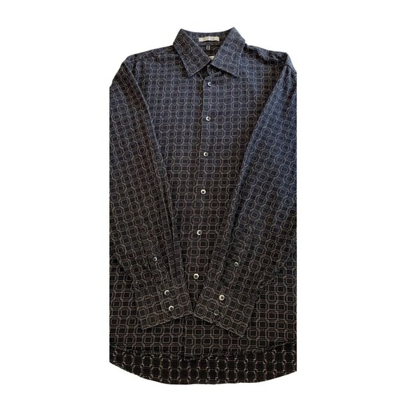 Mens Geoffrey Beene Button-Up Long Sleeve Shirt Geometric Pattern Size Large - Picture 6 of 8
